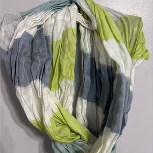 LOFT Blue and Green Striped Scarf